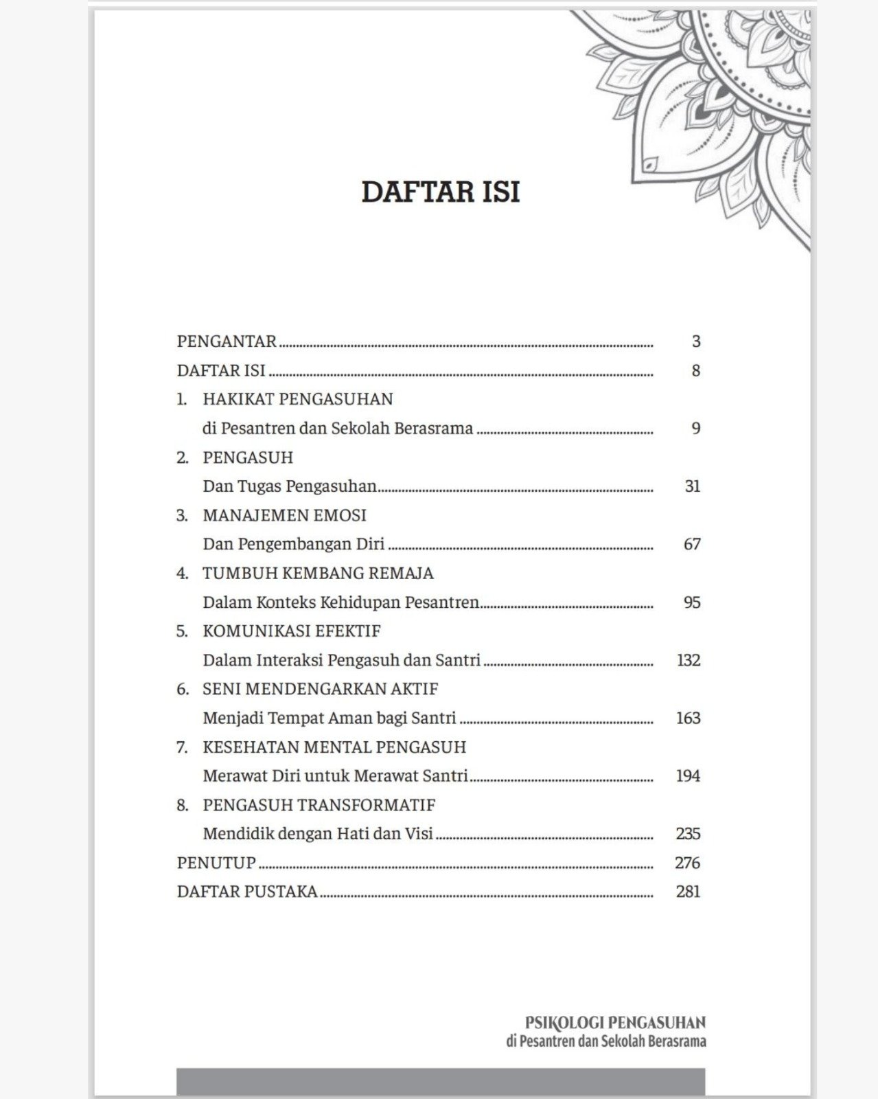 Daftar isi buku Psikologi Pengasuhan